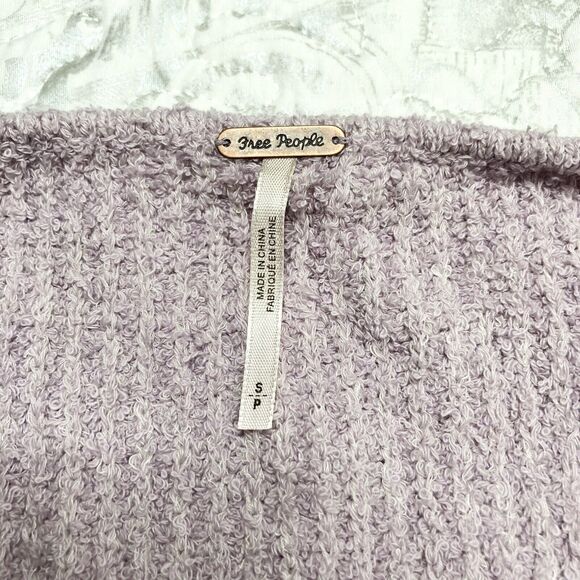 Free People Women Purple Lilac Long Sleeve V-neck Faux Wrap Sweater S OB923359 - Picture 4 of 8